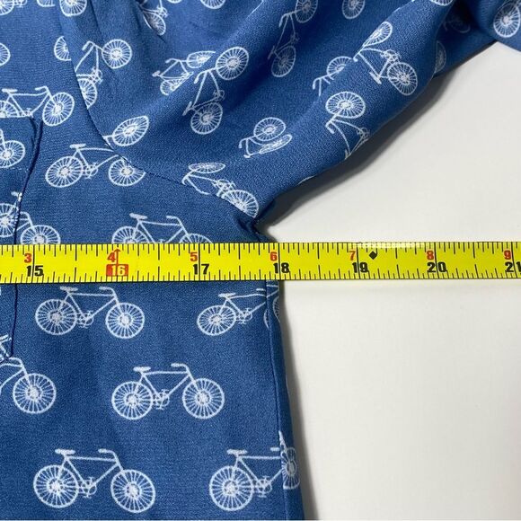 Bongo Bicycle Novelty Button Up Chiffon Blouse Blue & White Women's Size Medium - Picture 4 of 15